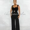 Vendor-unknown Brucie Black Gold Accent Top & Pants Set
