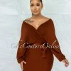 Chic Couture Online CLOTHING Evangel Copper Ribbed Wrap Sweater Dress