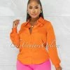 Chic Couture Online Florence Orange Collared Silky Blouse JUST IN