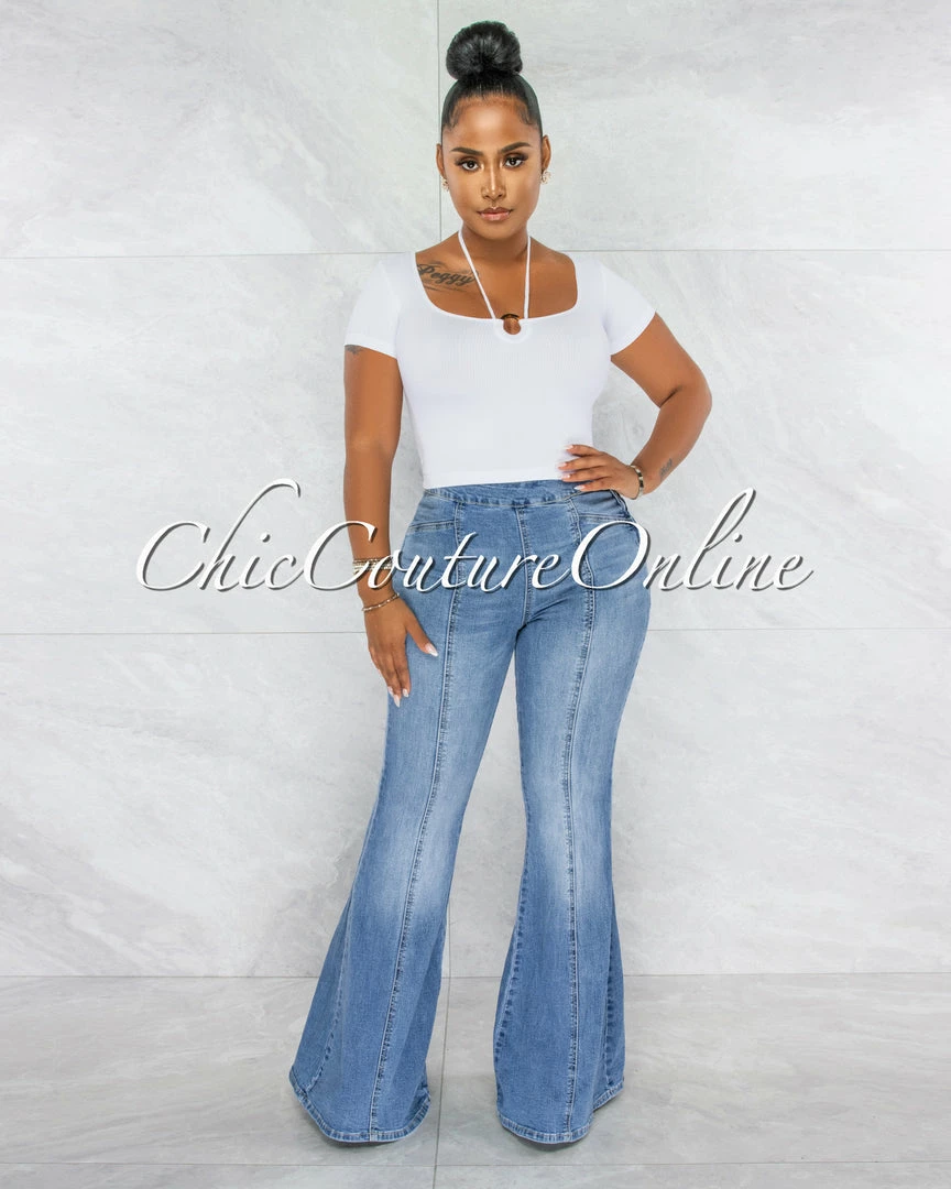 Chic Couture Online Landy White O-Ring Details Ribbed Top JUST IN