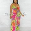 Chic Couture Online Obely Tropical Palm Print Front Tie Wide Legs Jumpsuit JUST IN
