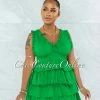 Vendor-unknown Brooklyn Kelly Green Ruffle Hem Skater Dress JUST IN