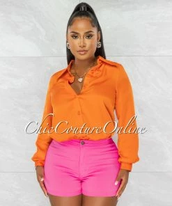 Chic Couture Online Sullie Hot Pink High Waist Denim Shorts
