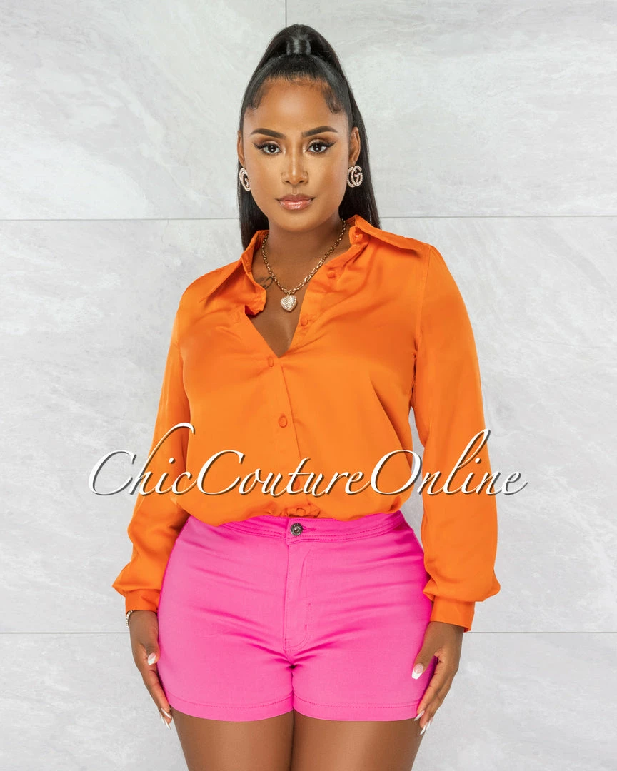 Chic Couture Online Sullie Hot Pink High Waist Denim Shorts