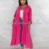 Vendor-unknown Mendoza Hot Pink LINEN Side Pockets Duster