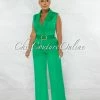 Chic Couture Online Jared Green Croc Gold Link Belt Luxe Jumpsuit JUST IN