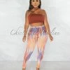 Chic Couture Online Grant Brown Crop Top & Brown Stripes Leggings Set