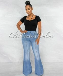 Chic Couture Online Landy Black O-Ring Details Ribbed Top