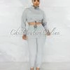 Chic Couture Online Balboa Gray Crop Sweater & Jogger Two Piece Set