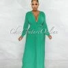 Vendor-unknown Ciqala Emerald Green Square Belt Pleated Jumpsuit JUST IN