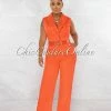 Chic Couture Online Jared Orange Croc Gold Link Belt Luxe Jumpsuit JUST IN