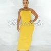 Chic Couture Online Nancy Yellow Ruched Strapless Maxi Dress JUST IN