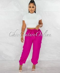 Chic Couture Online JUST IN Rosalba Magenta Cargo Jogger Pants