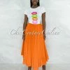 Vendor-unknown JUST IN Dondra Orange Flutter Wide Maxi Skirt