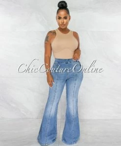 Chic Couture Online Paige Light Denim Bell Legs Jeans JUST IN