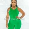 Chic Couture Online Mutina Kelly Green Ribbed Bodysuit & Shorts Set JUST IN