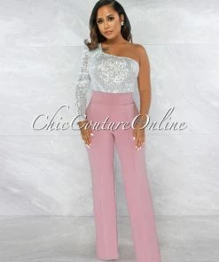 Vendor-unknown Romina Silver Single Sleeve Sequins Top