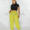 Chic Couture Online Rosalba Lime Green Cargo Jogger Pants