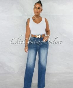 Vendor-unknown JUST IN Tanice Dark Wash Denim High-Waist Mom Jeans