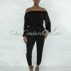 Vendor-unknown Gibeah Black Off-The Shoulder Utility Jumpsuit JUST IN