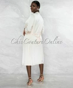 Vendor-unknown Charmie Cream Padded Cups Dress & Duster Silky Set