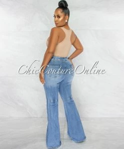 Chic Couture Online JUST IN Josay Nude Trim Details Ribbed Top