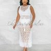 Vendor-unknown Millan Off-White Crochet Cover-Up Midi Dress JUST IN