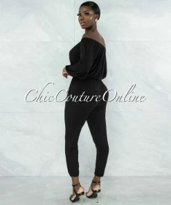 Vendor-unknown Gibeah Black Off-The Shoulder Utility Jumpsuit JUST IN