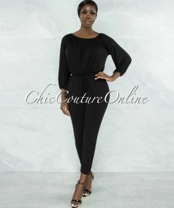 Vendor-unknown Gibeah Black Off-The Shoulder Utility Jumpsuit JUST IN