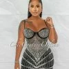 Chic Couture Online Genesis Black Silver Rhinestones Sheer Mini Dress JUST IN