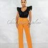 Vendor-unknown Tardina Orange High Waist Straight Legs Pants