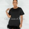 Chic Couture Online Torina Black Feathers Hem Shirt Dress JUST IN