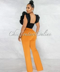 Vendor-unknown Tardina Orange High Waist Straight Legs Pants