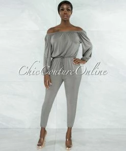 Vendor-unknown Gibeah Army Green Off-The Shoulder Utility Jumpsuit JUST IN