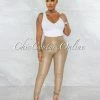 Vendor-unknown JUST IN Pavati Nude Faux Leather High Waist LUXE Leggings