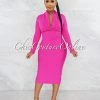 Vendor-unknown JUST IN Athina Hot Pink Draped Details Bandage Midi Dress