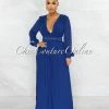 Vendor-unknown Ciqala Navy Blue Square Belt Pleated Jumpsuit