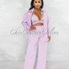 Vendor-unknown Carswell Lilac Satin Three Piece Pants Set