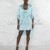 Vendor-unknown Charmie Baby Blue Padded Cups Dress & Duster Silky Set