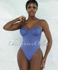 Vendor-unknown JUST IN Quinto Cornflower Blue Padded Cup Bodysuit & Pants Set