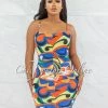 Vendor-unknown JUST IN Lavona Orange Multi-Color Print Dress
