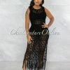 Vendor-unknown Millan Black Crochet Cover-Up Midi Dress JUST IN
