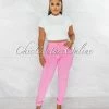 Chic Couture Online JUST IN Ashley Pink Drawstring Cargo Jogger Pants