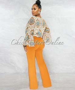 Vendor-unknown Tardina Orange High Waist Straight Legs Pants