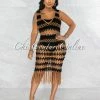 Vendor-unknown JUST IN Merecia Black Mocha Crochet Cover-Up Midi Dress