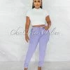 Chic Couture Online JUST IN Ashley Lavender Drawstring Cargo Jogger Pants