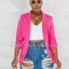 Chic Couture Online Drake Fuchsia Long Sleeves Boyfriend Blazer