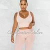 Chic Couture Online JUST IN Jaiden Blush Ribbed Crop Top & Bike Shorts Set