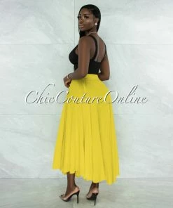 Vendor-unknown Dondra Lime Flutter Wide Maxi Skirt JUST IN