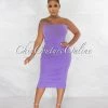 Chic Couture Online JUST IN Zerada Lavender Mesh Ruched Midi Dress